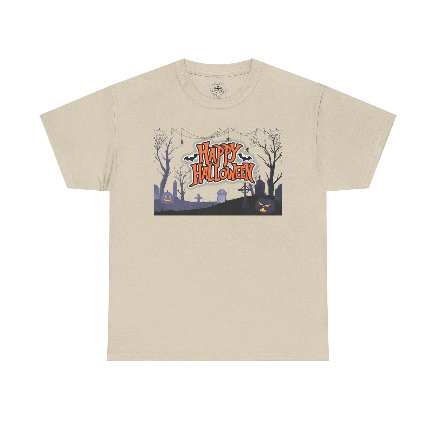 Happy Halloween Unisex Heavy Cotton Tee, Spooky T-Shirt, Halloween Apparel, Gifts for Halloween Lovers, Trick or Treat Shirt