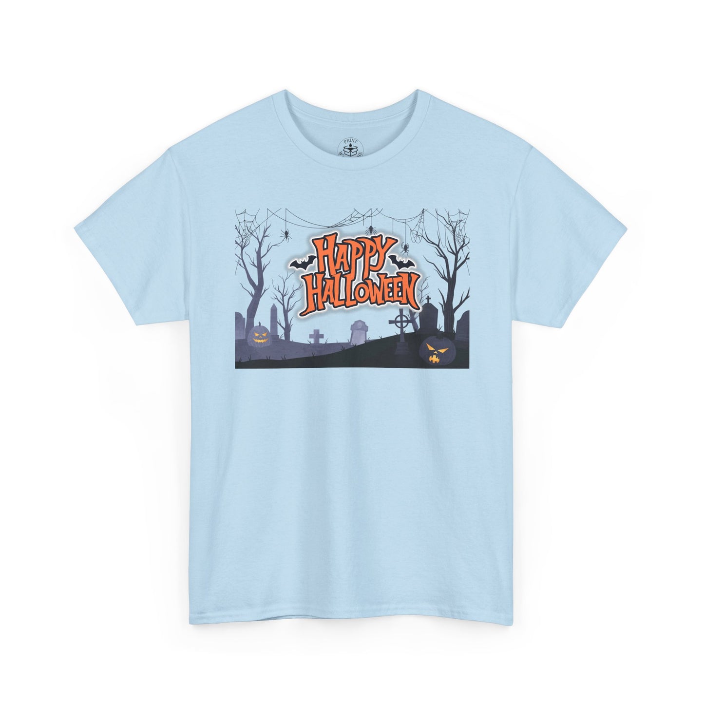 Happy Halloween Unisex Heavy Cotton Tee, Spooky T-Shirt, Halloween Apparel, Gifts for Halloween Lovers, Trick or Treat Shirt