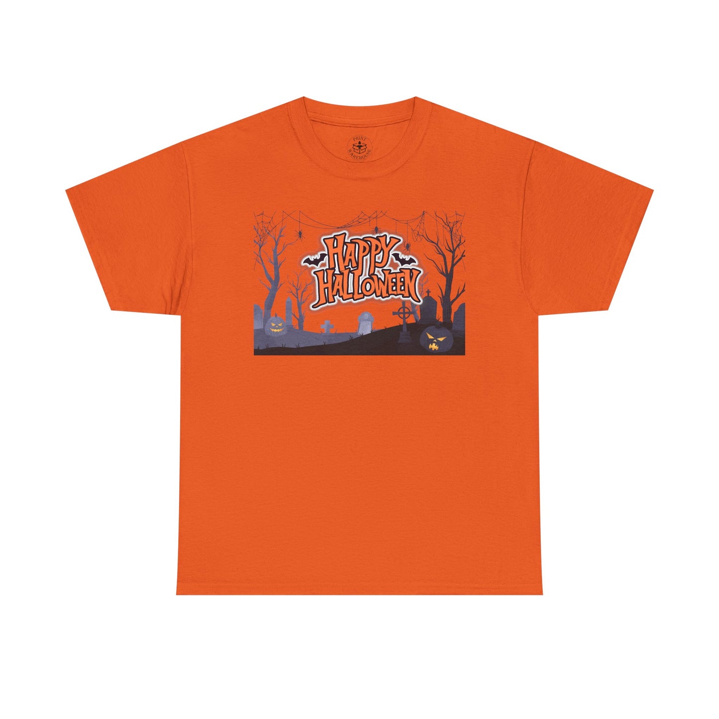 Happy Halloween Unisex Heavy Cotton Tee, Spooky T-Shirt, Halloween Apparel, Gifts for Halloween Lovers, Trick or Treat Shirt