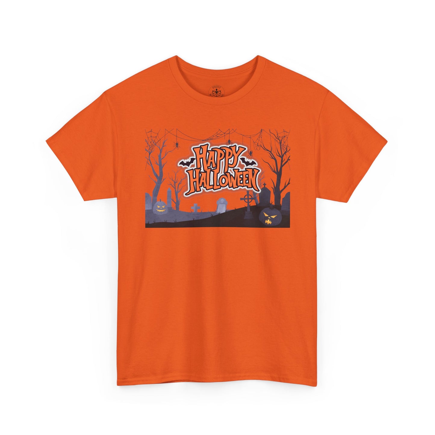 Happy Halloween Unisex Heavy Cotton Tee, Spooky T-Shirt, Halloween Apparel, Gifts for Halloween Lovers, Trick or Treat Shirt