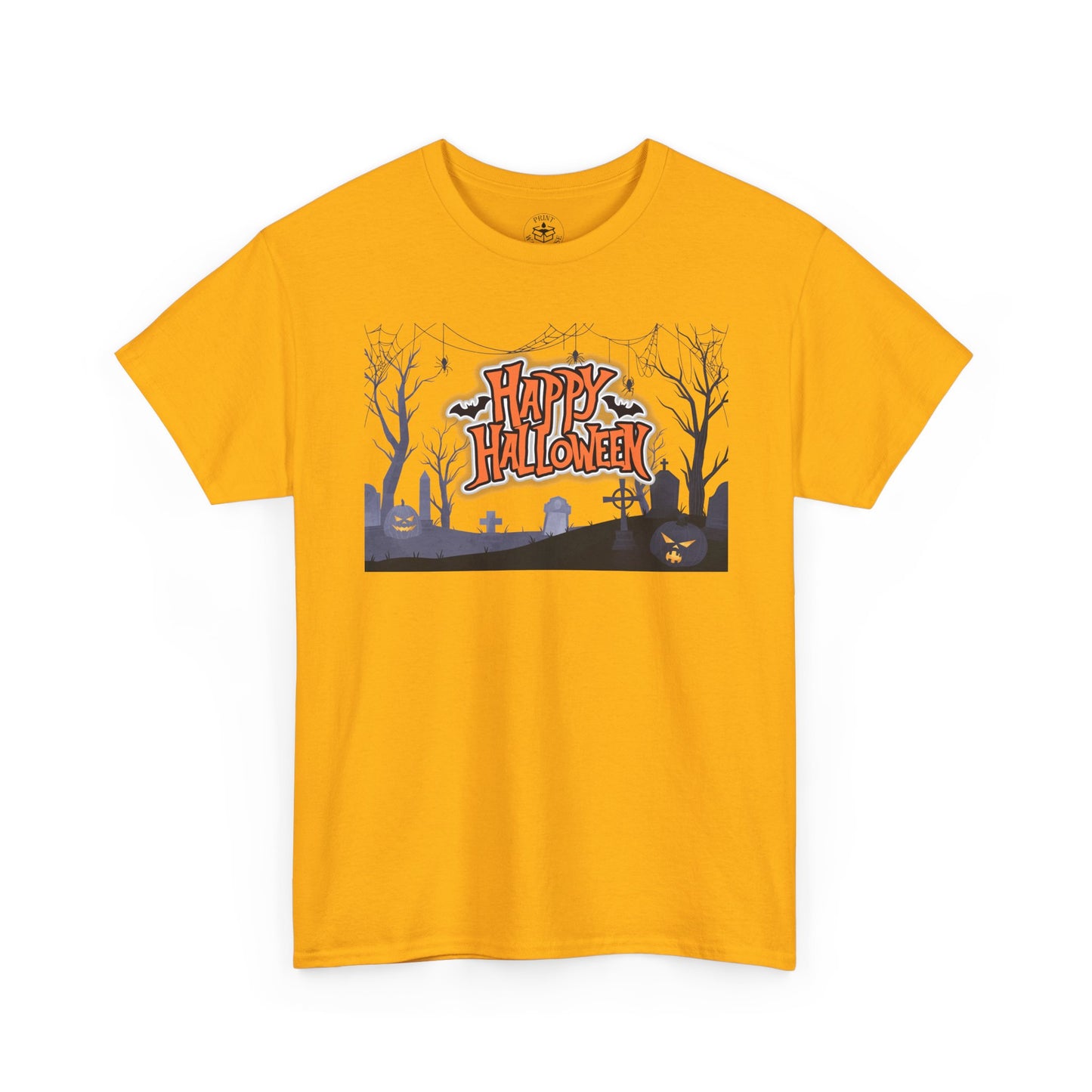 Happy Halloween Unisex Heavy Cotton Tee, Spooky T-Shirt, Halloween Apparel, Gifts for Halloween Lovers, Trick or Treat Shirt