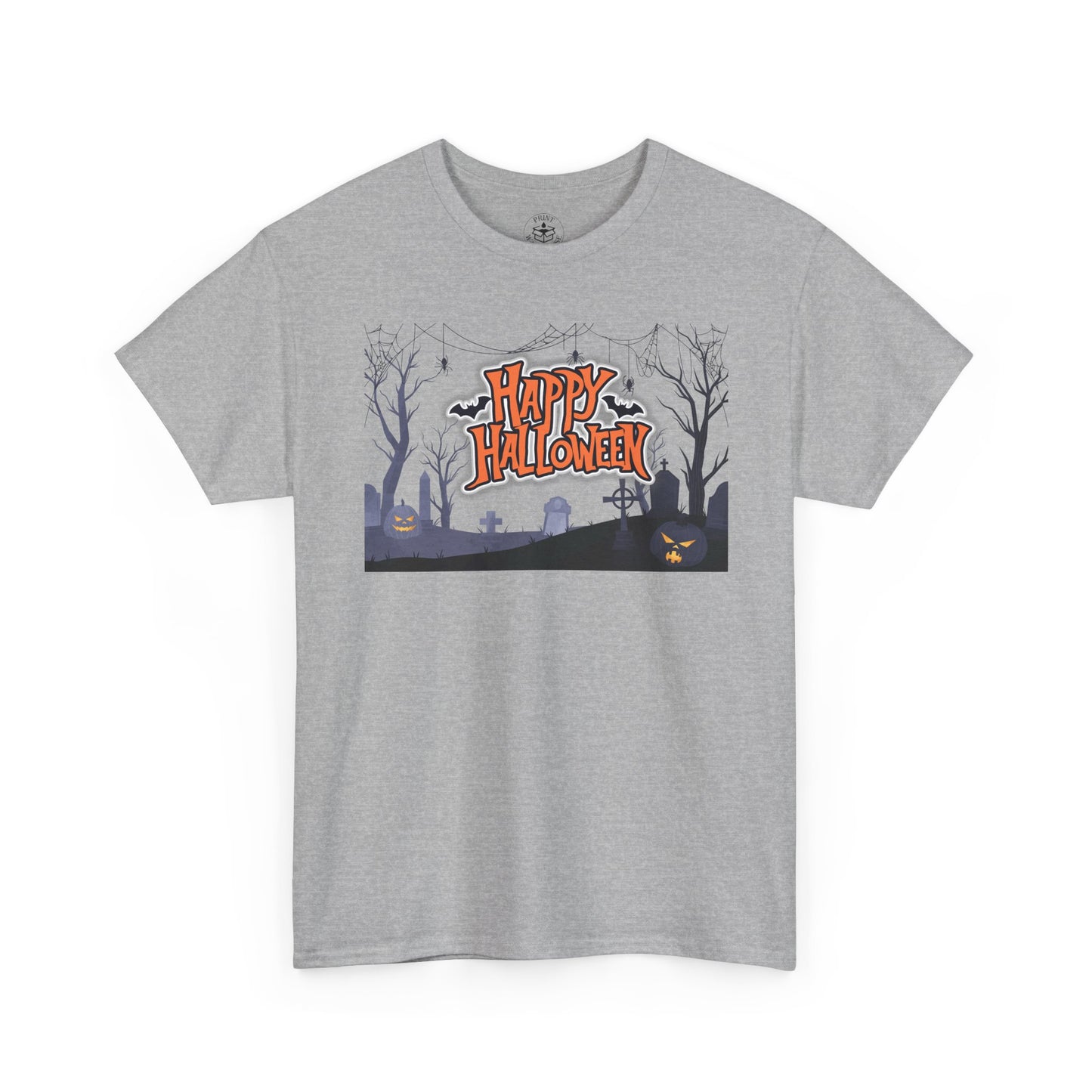 Happy Halloween Unisex Heavy Cotton Tee, Spooky T-Shirt, Halloween Apparel, Gifts for Halloween Lovers, Trick or Treat Shirt