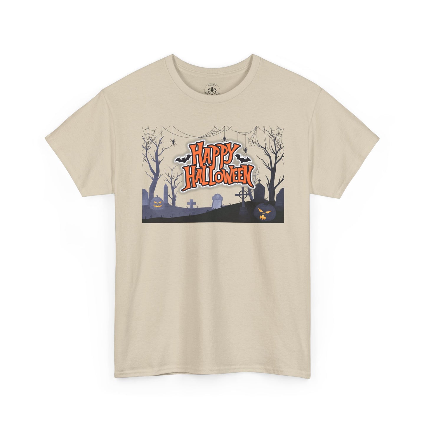 Happy Halloween Unisex Heavy Cotton Tee, Spooky T-Shirt, Halloween Apparel, Gifts for Halloween Lovers, Trick or Treat Shirt