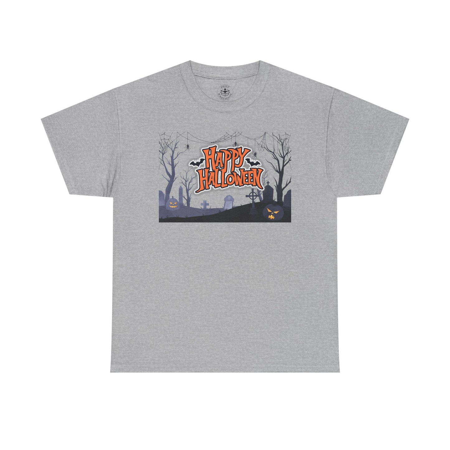 Happy Halloween Unisex Heavy Cotton Tee, Spooky T-Shirt, Halloween Apparel, Gifts for Halloween Lovers, Trick or Treat Shirt