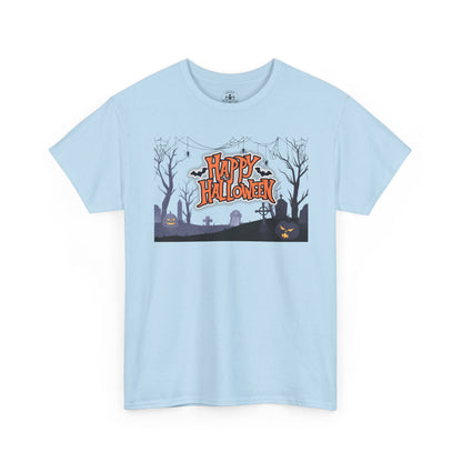 Happy Halloween Unisex Heavy Cotton Tee, Spooky T-Shirt, Halloween Apparel, Gifts for Halloween Lovers, Trick or Treat Shirt