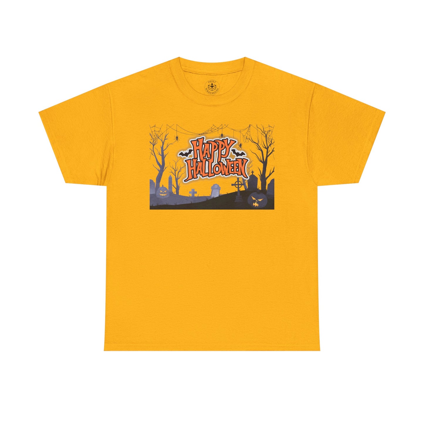 Happy Halloween Unisex Heavy Cotton Tee, Spooky T-Shirt, Halloween Apparel, Gifts for Halloween Lovers, Trick or Treat Shirt