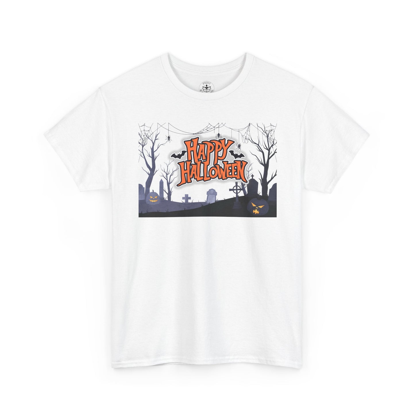 Happy Halloween Unisex Heavy Cotton Tee, Spooky T-Shirt, Halloween Apparel, Gifts for Halloween Lovers, Trick or Treat Shirt