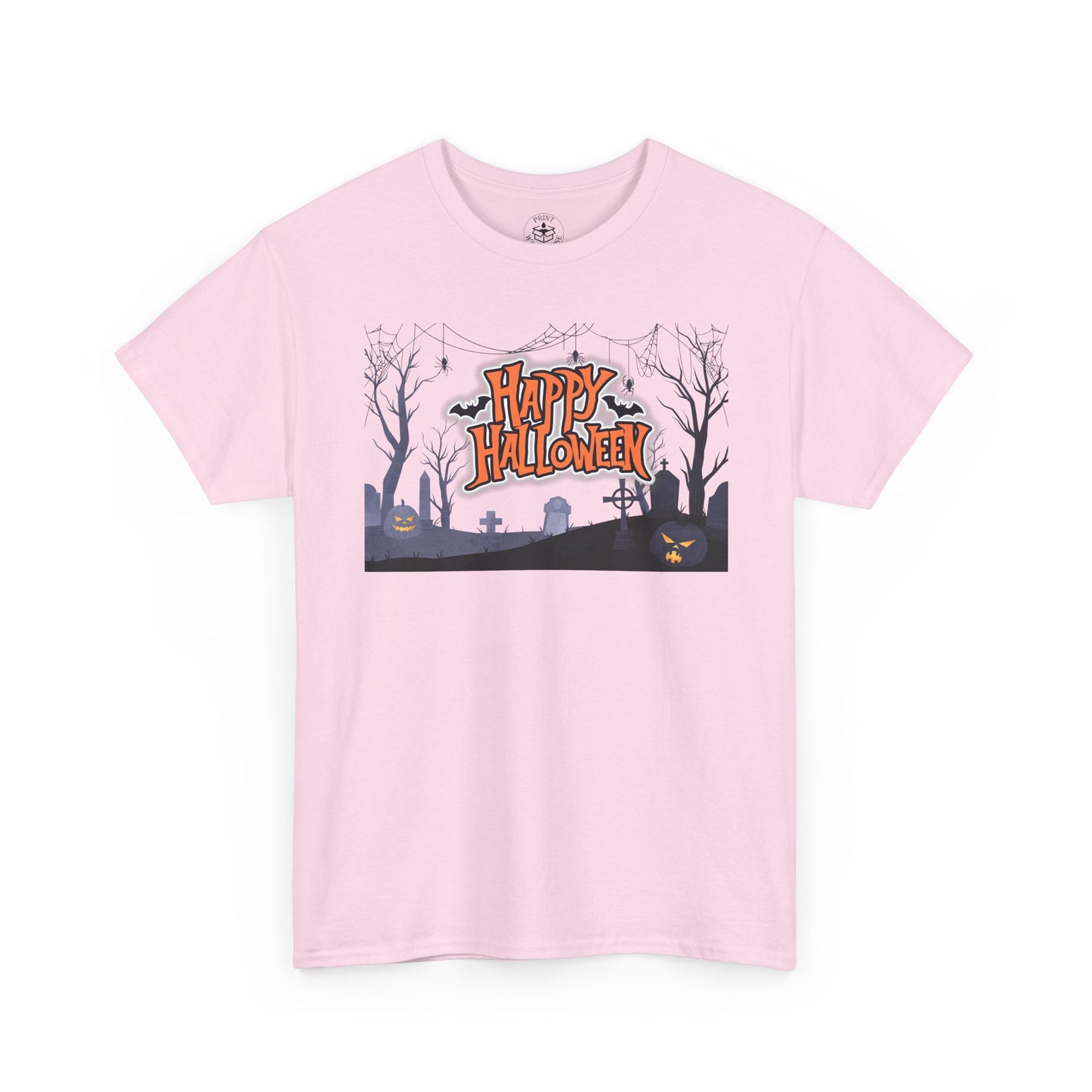 Happy Halloween Unisex Heavy Cotton Tee, Spooky T-Shirt, Halloween Apparel, Gifts for Halloween Lovers, Trick or Treat Shirt