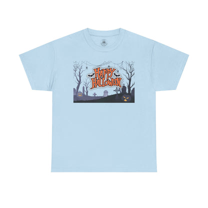 Happy Halloween Unisex Heavy Cotton Tee, Spooky T-Shirt, Halloween Apparel, Gifts for Halloween Lovers, Trick or Treat Shirt
