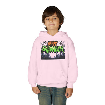 Halloween Youth Hoodie with 'Happy Halloween' Design, Cute Halloween [...]