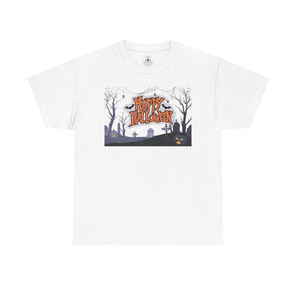 Happy Halloween Unisex Heavy Cotton Tee, Spooky T-Shirt, Halloween Apparel, Gifts for Halloween Lovers, Trick or Treat Shirt